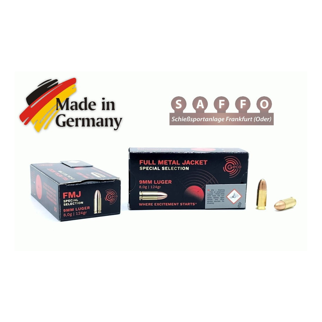 9mm Luger Geco Special Selection 8,0g/124 grs. FMJ Germany - 1000 Stück -