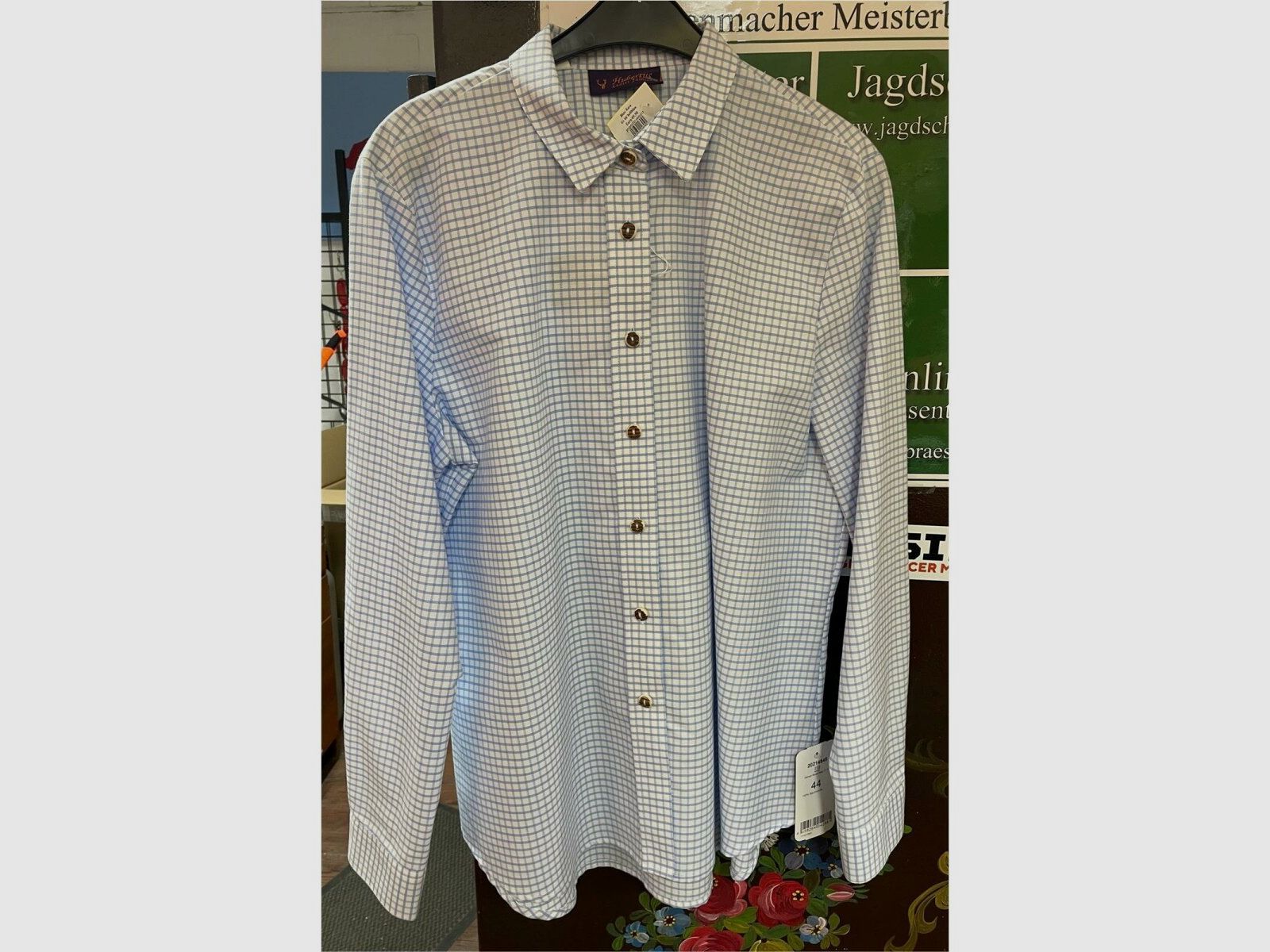 Hubertus Bluse Karo 42 hellblau