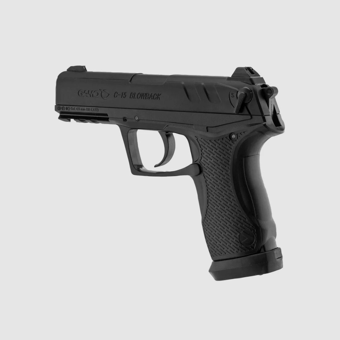 C-15 Blowback Pistool kal. 4,5mm zwart 125m/s L17,7cm, afbeelding 3 van 6