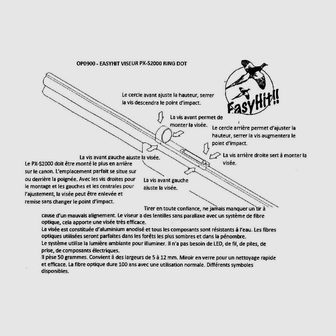 Rotpunktvisier mit Faseroptik Easy Hit PX-S2000, Bild 4 von 4