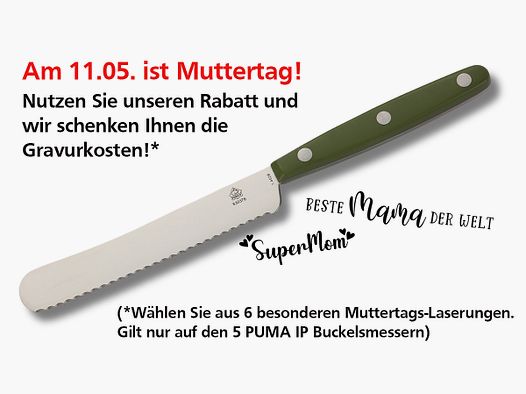 PUMA IP Buckelsmesser / Brötchenmesser olive grün