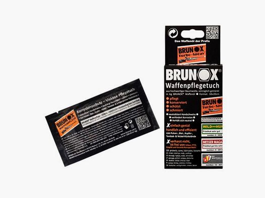 Brunox weapon care cloth made of cotton excellently soaked in 6g Brunos gun oil 10x20cm