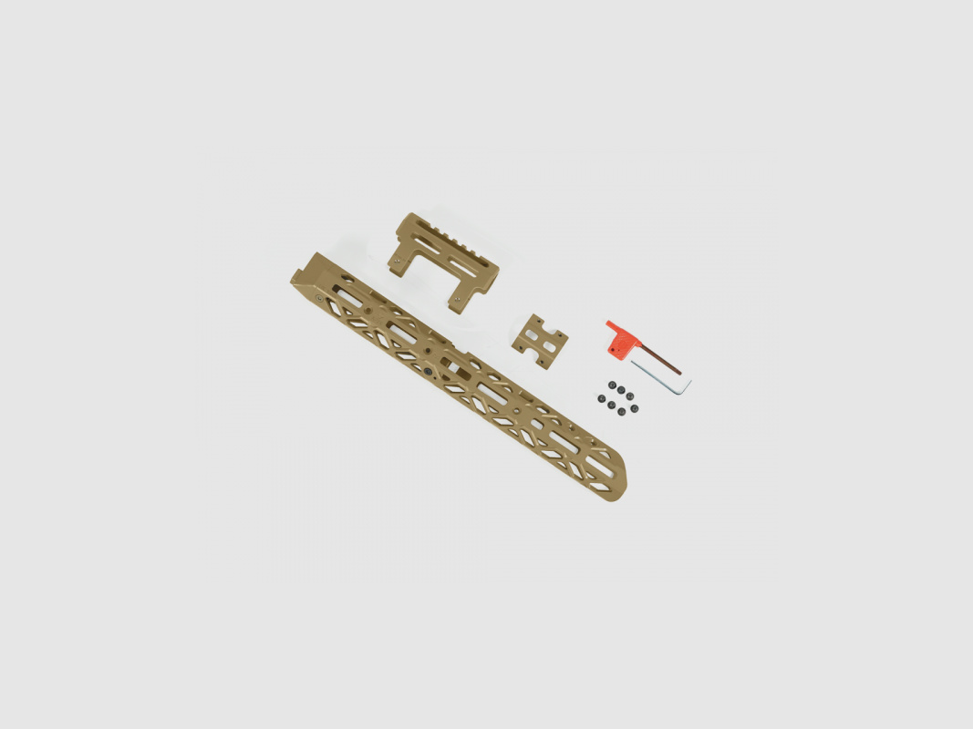KPYK Langer AK M-LOK Handschutz mit kurzem Gasrohrcover CRC 1U004A Coyote Tan