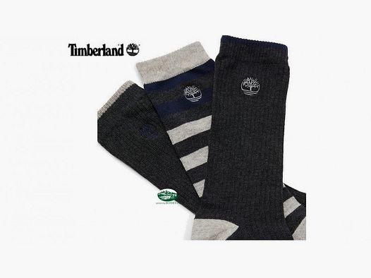 TIMBERLAND Set Tre paia di Calzettoni a Righe Craftsbury grigio scuro