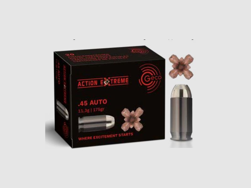 GECO cal. 4.. pistolet .45Auto HP Action EXTREME 20 pièces coup de grâce 175grs/11,3g, image 1 sur 4