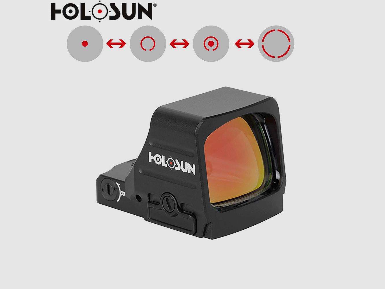 HOLOSUN HS507COMP Offenes Reflex Rotpunktvisier + wechselbarem 2MOA Punkt, 8/20/32MOA Kreis Absehen, schwarz, Jagd, Sportschießen Softair, tactical mini