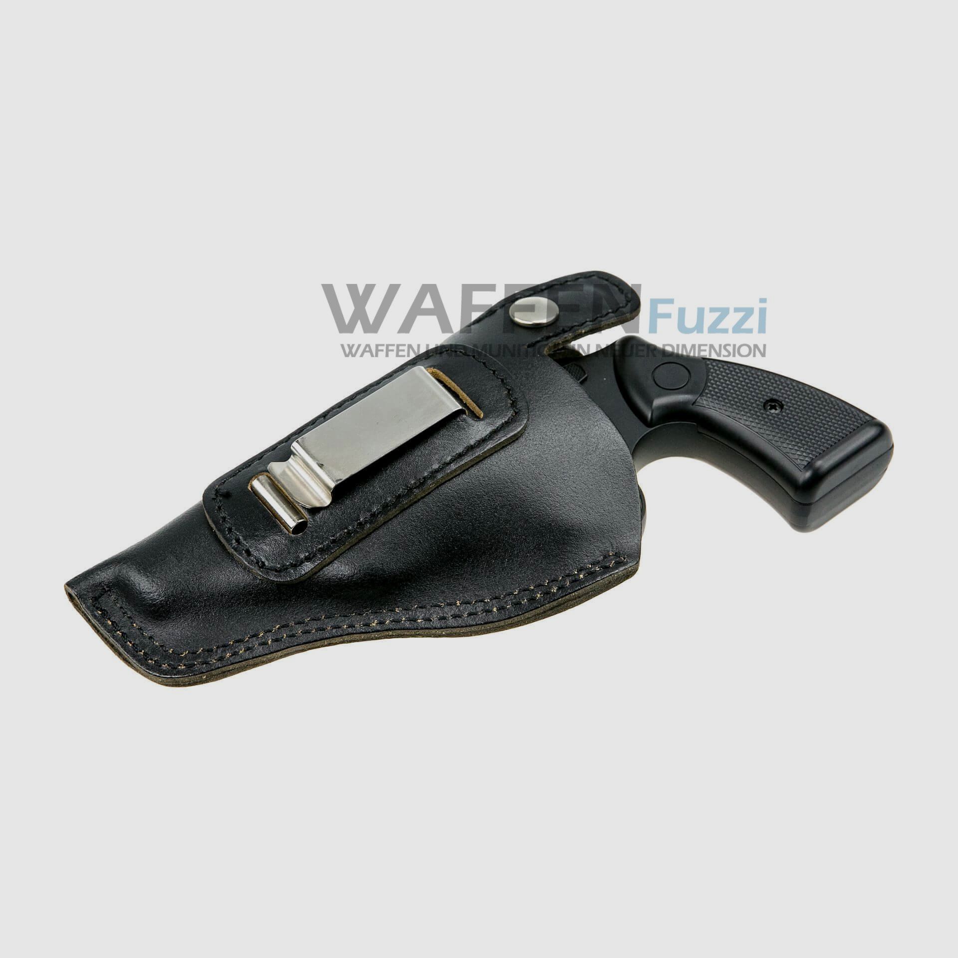 Schnellziehholster mit Clip für große Revolver bis 2,5 Zoll aus Vollrindleder