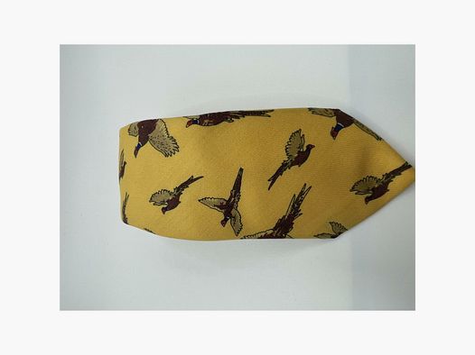 Robert Keyte Cravate 100% soie jaune motif faisan
