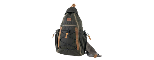 Waldkauz STEINKAUZ-Schultertasche "Querkopf", Waxed Cotton, Oliv