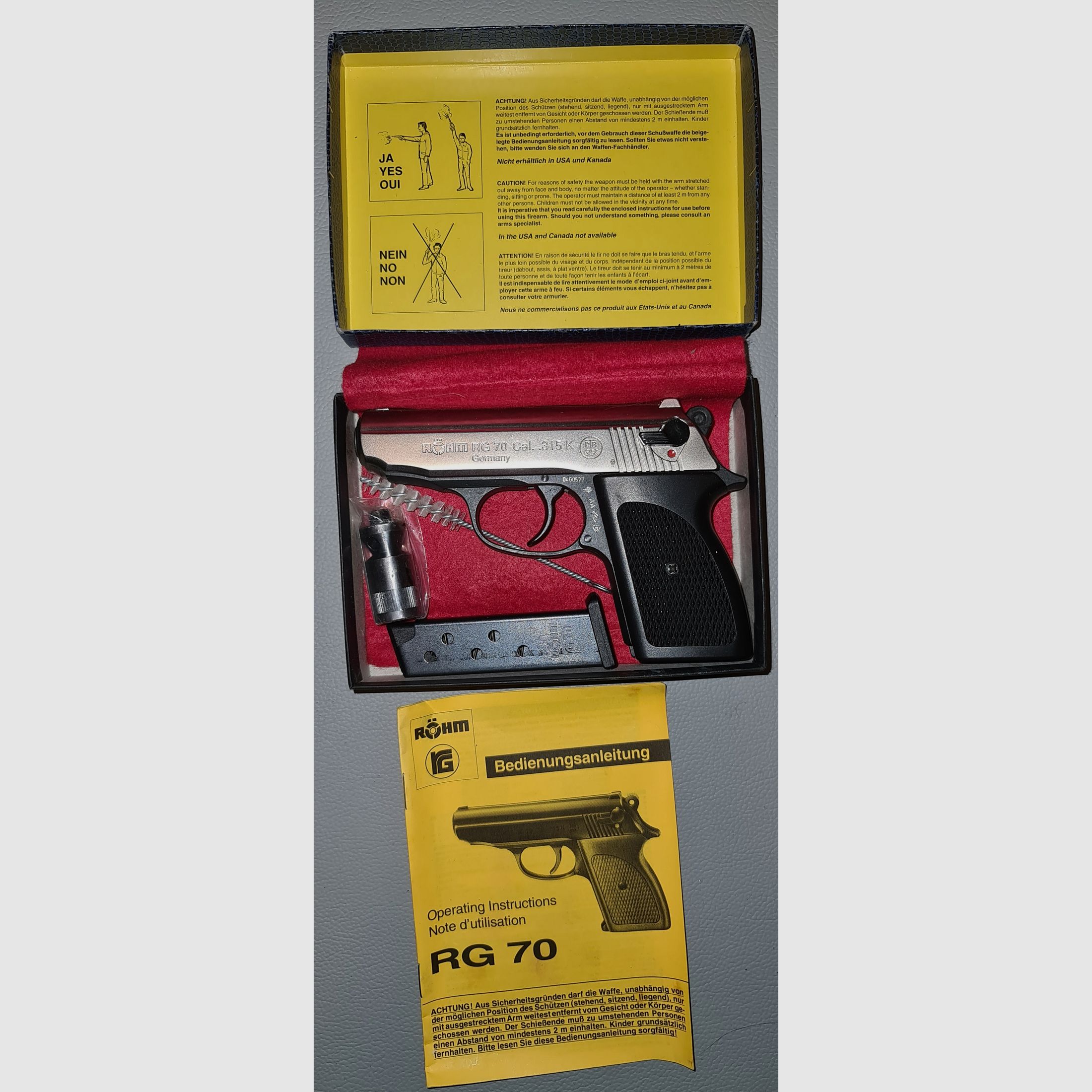 RÖHM RG 70 CROME cal. 315 K / PTB 633 / SAMMLER SCHRECKSCHUSS GAS PISTOLE SILVESTER SELBSTVERTEIDIGUNG 