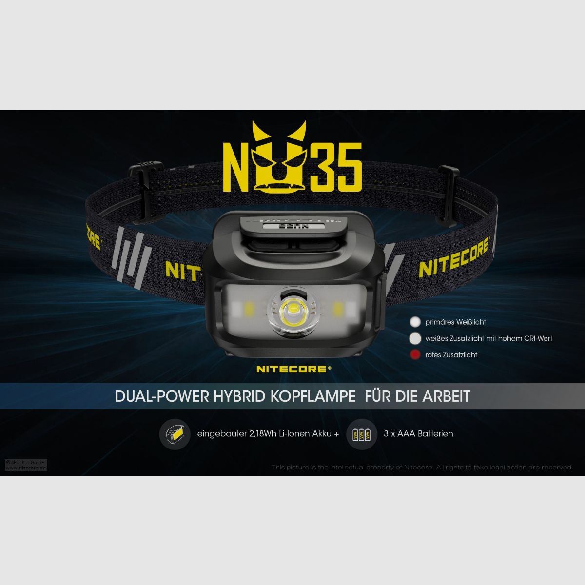 Nitecore NU35 Stirnlampe NU35 Dual Power