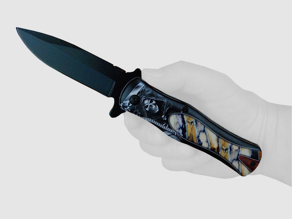 Federunterstütztes Taschenmesser Reaper Marmor Design mit Clip