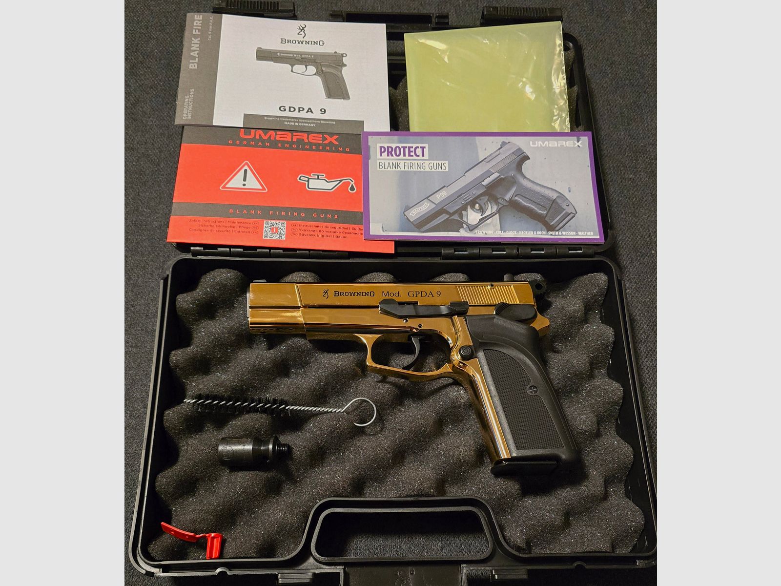Browning GPDA 9 Schreckschuss / Gaspistole 24 Karat Vergoldet 