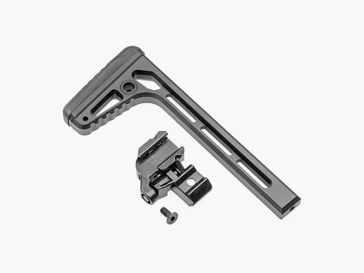 Schulterstütze | Huben GK1 Cal.22 & Cal.25 | Klappschaft | CNC-Aluminium | schwarz eloxiert