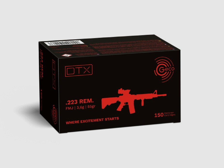 Geco DTX .223 Rem. 55GR FMJ 150 cartouches