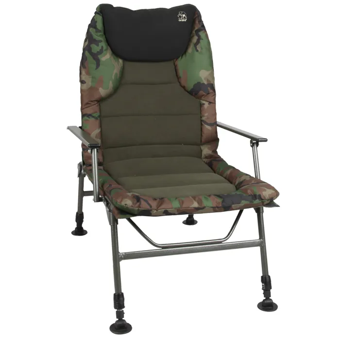 Behr Angler- und Outdoorstuhl Trendex Camou® - bis 140kg - Teleskopfüße - Oliv-Woodland