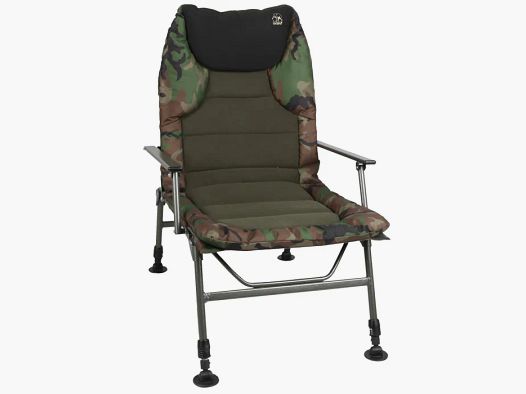 Chaise de pêche et de plein air Behr Trendex Camou® - jusqu'à 140 kg - pieds télescopiques - Oliv-Woodland