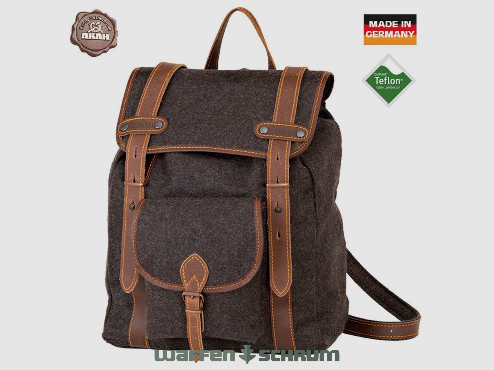 AKAH Wanderrucksack Loden Leder Braun 16l