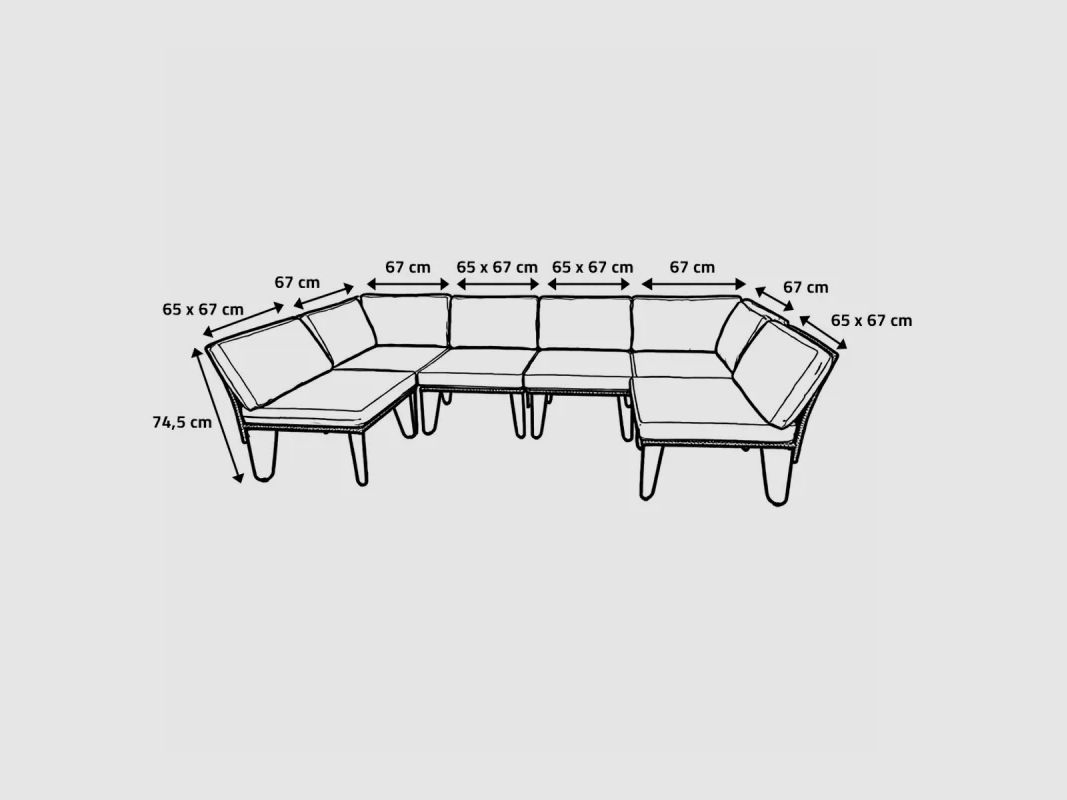 Ensemble Family - Modulares Ecksofa 3 Plätze + Couchtisch aus Stahl und Polyester, Bild 12 von 14