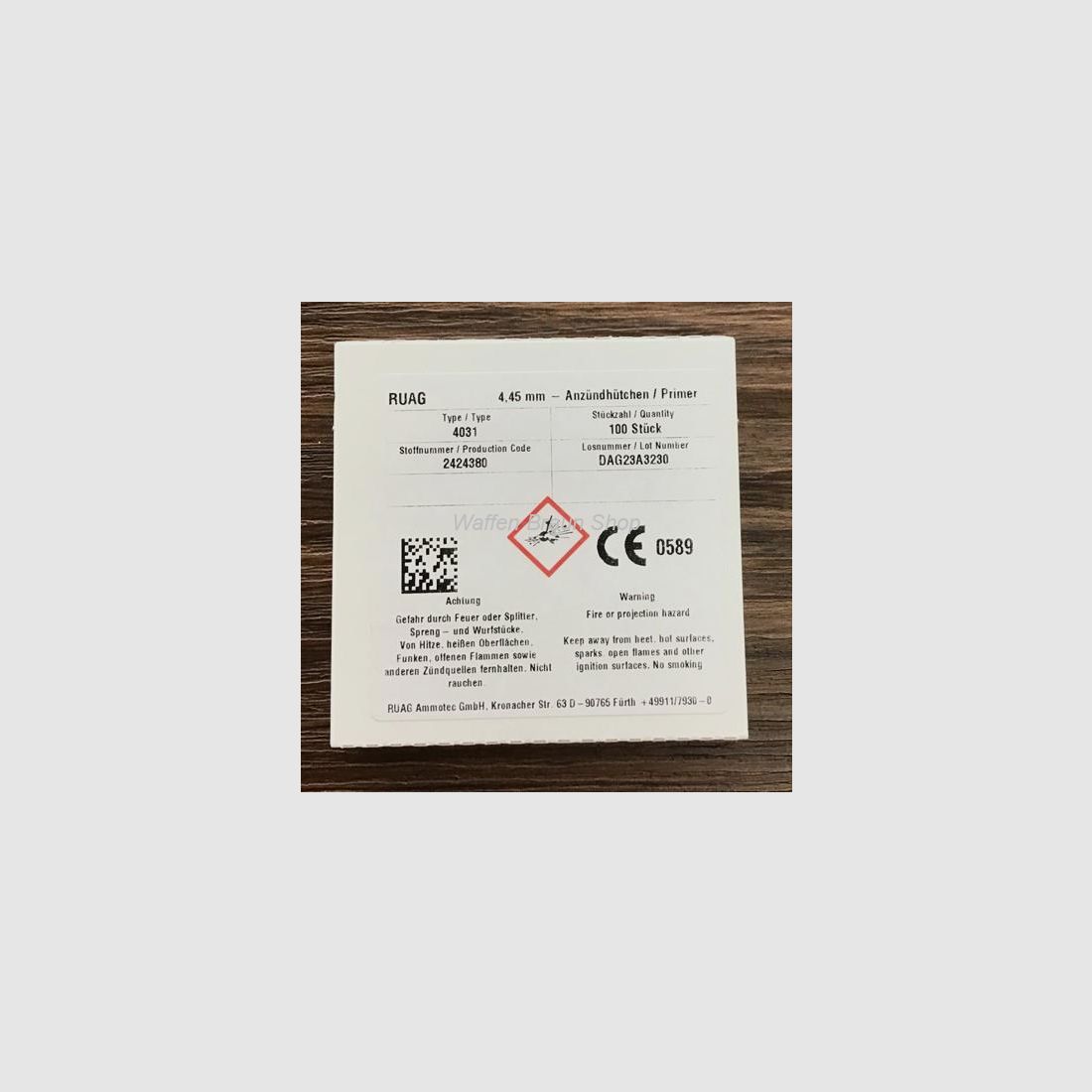 RWS Anzündhütchen für kleinkalibrige Pistolen- und Revolverpatronen, 5,33 mm, 4031