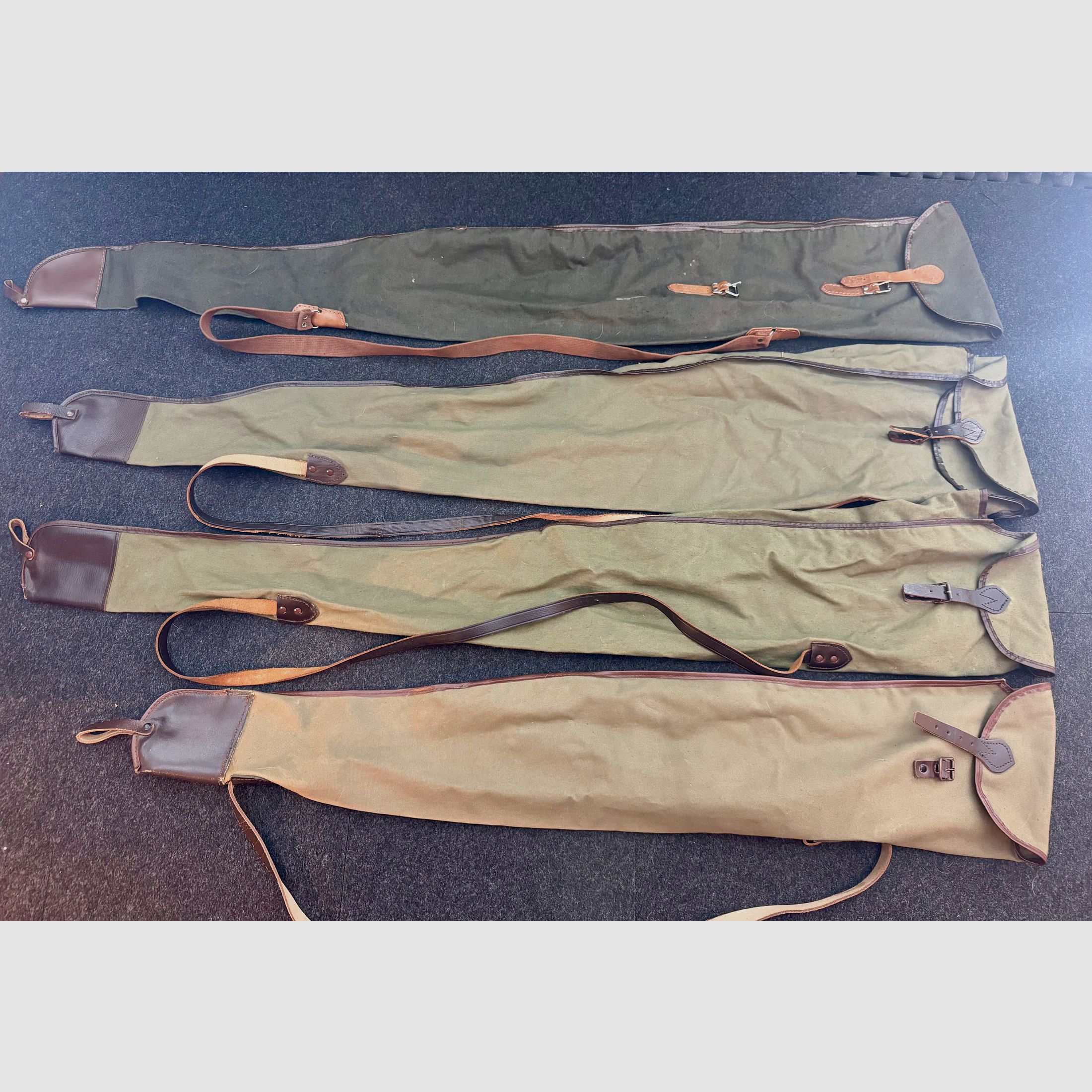 Leichte Waffentasche Flintentasche aus Stoff und Leder