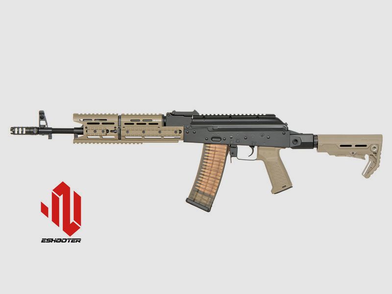 Strike Industries AK-TRAX mit Eshooter ETU S-AEG TAN