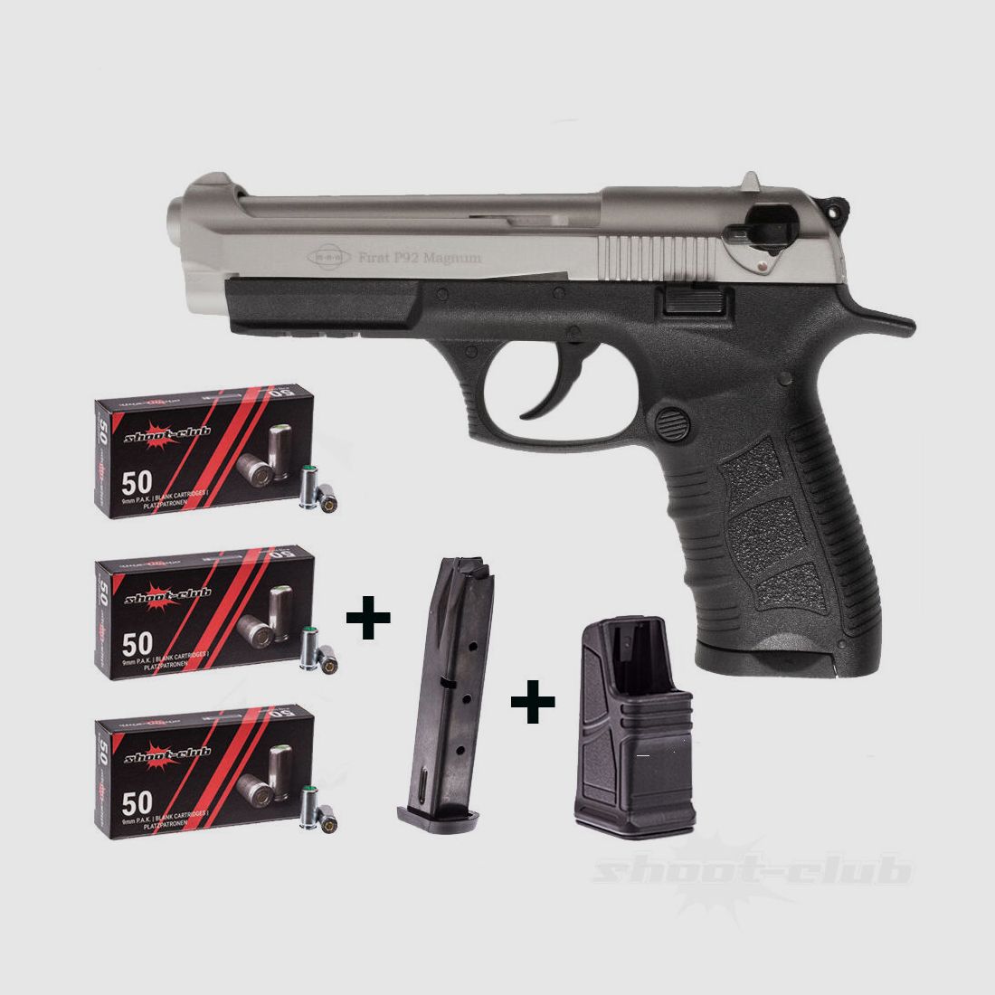 Ekol P92 Magnum Schreckschusspistol 9mmPAK Nickel mit Magazin