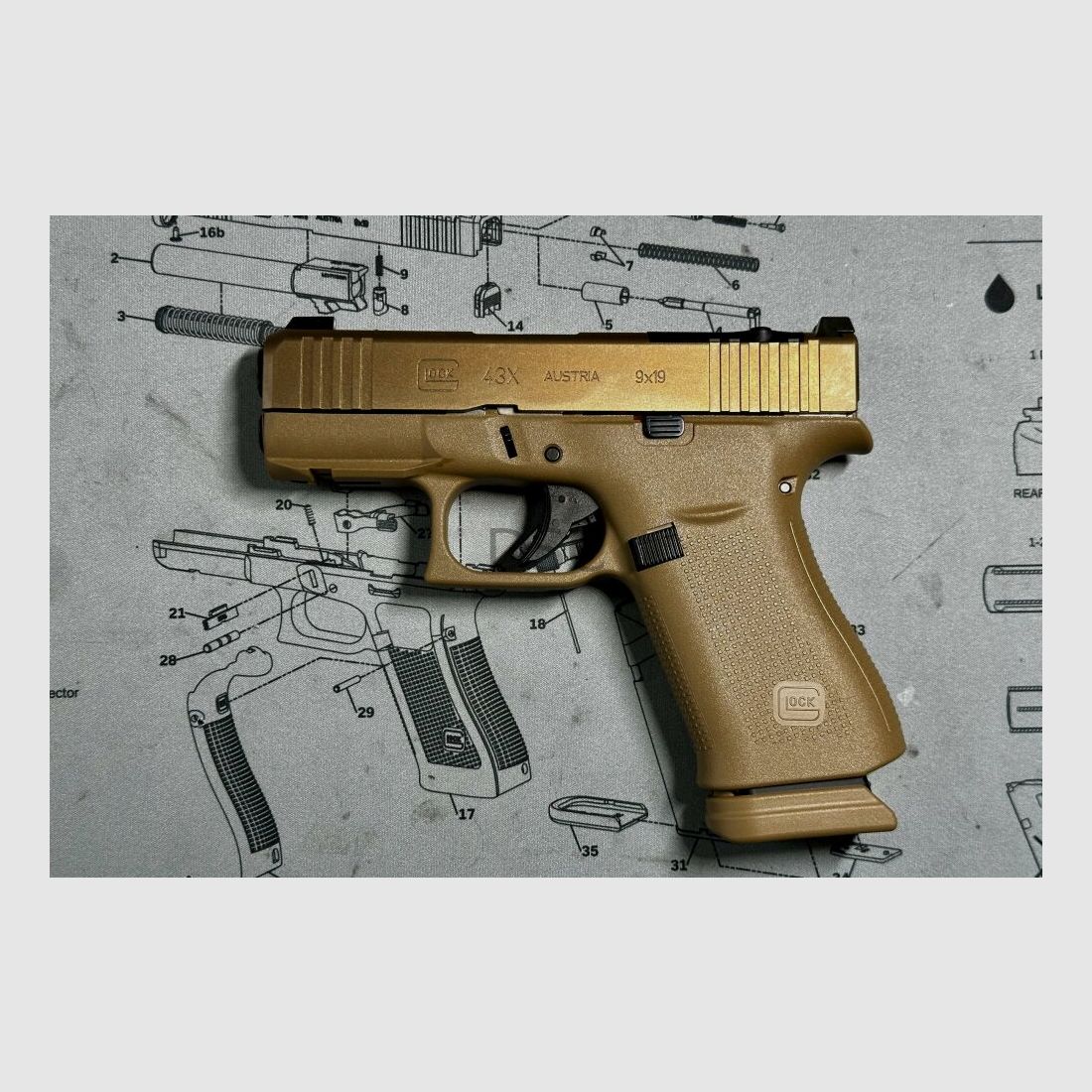 Glock 43X Coyote MOS (available for immediate delivery and including 15 round magazines) 9mm Luger