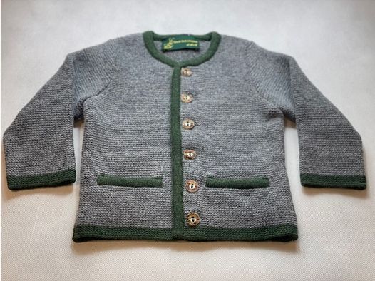 Gilet pour enfants en laine mérinos gris/vert