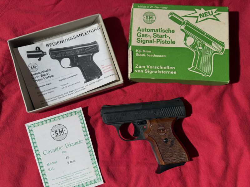 RHÖNER SM Mod.15 8mm (8mm PTB 83/2 ) con fondina in vera pelle