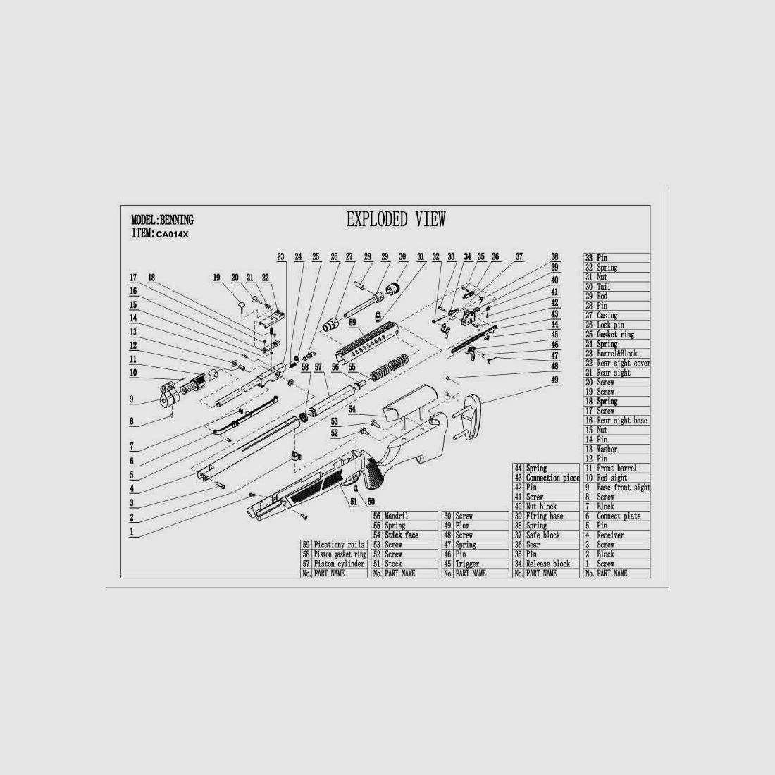 Spare parts for air rifle BENNING - FRONT SIGHT BASE No. 9