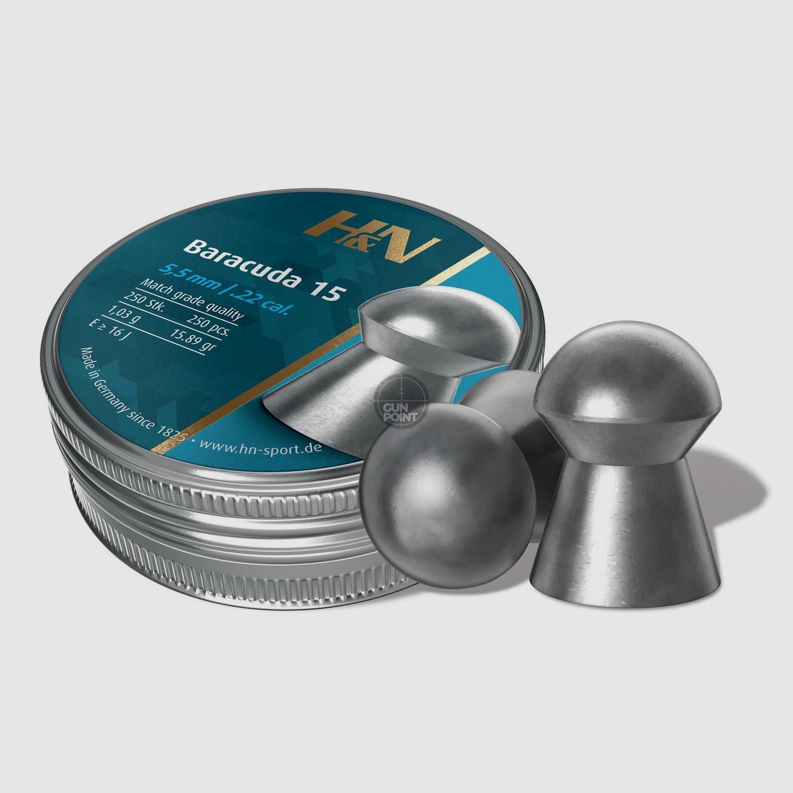 H&N Baracuda 15 - Diabolos - 5,52 mm / .22 cal. - 250 Stck