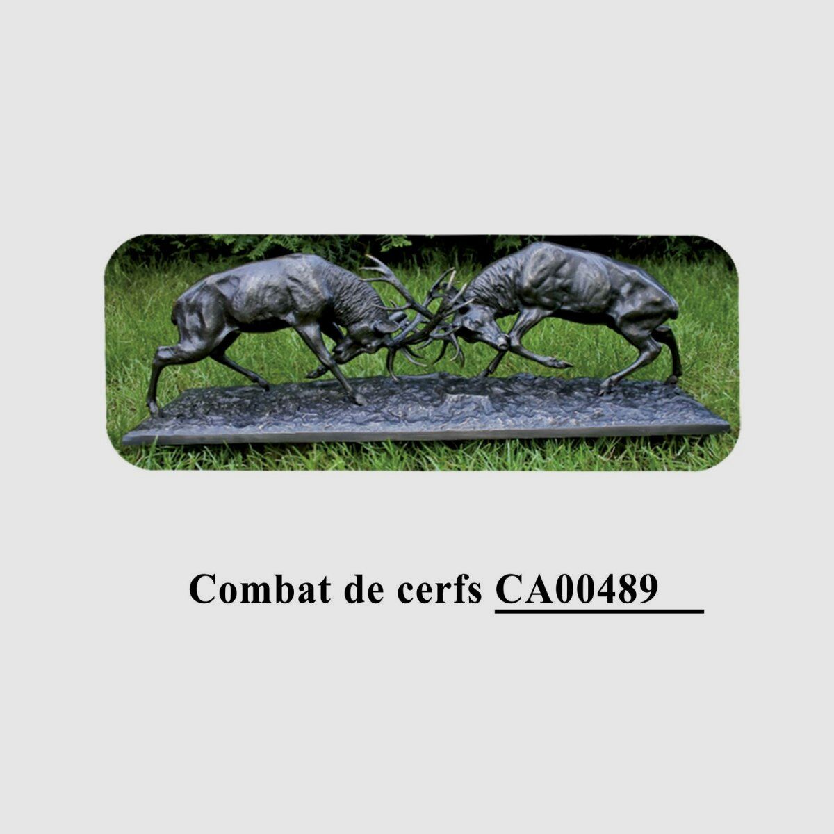 Statua in bronzo Lovergreen motivo combattimento tra cervi