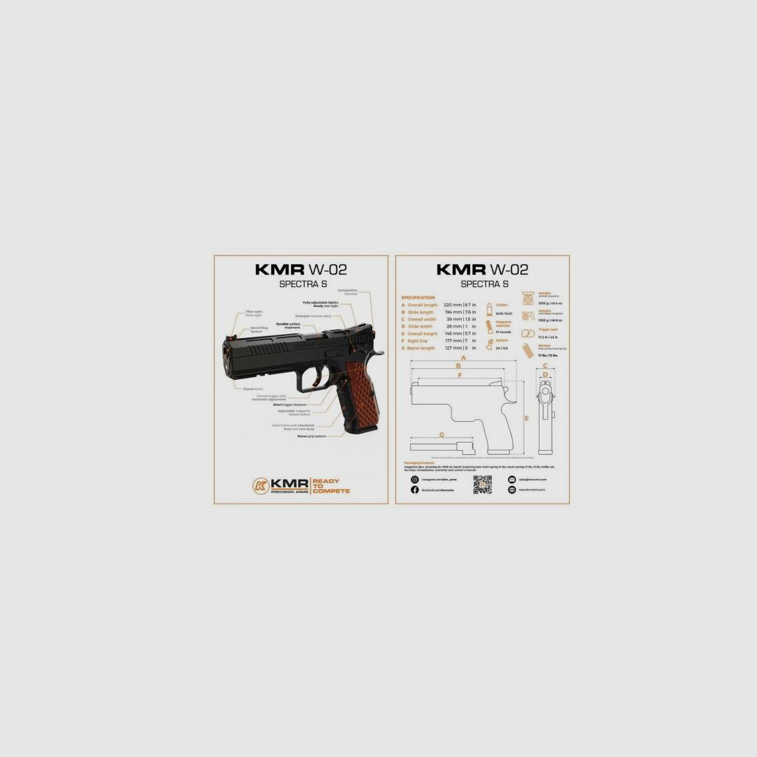 KMR Precision Arms Pistolet Mod. W-02 SPECTRA S OR -5'' 9mmLuger