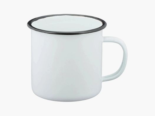 MFH MFH Emaille Tasse 300 ml weiß schwarz