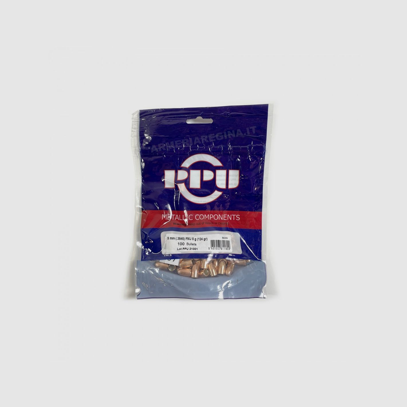 PRVI PARTIZAN PALLE FMJ 9MM (.3545) 124GR 100PZ.