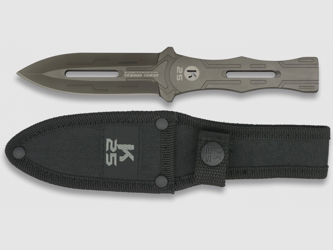 cuchillo de lanzamiento pesado K25 Titanium Thrower 19cm 110g con funda