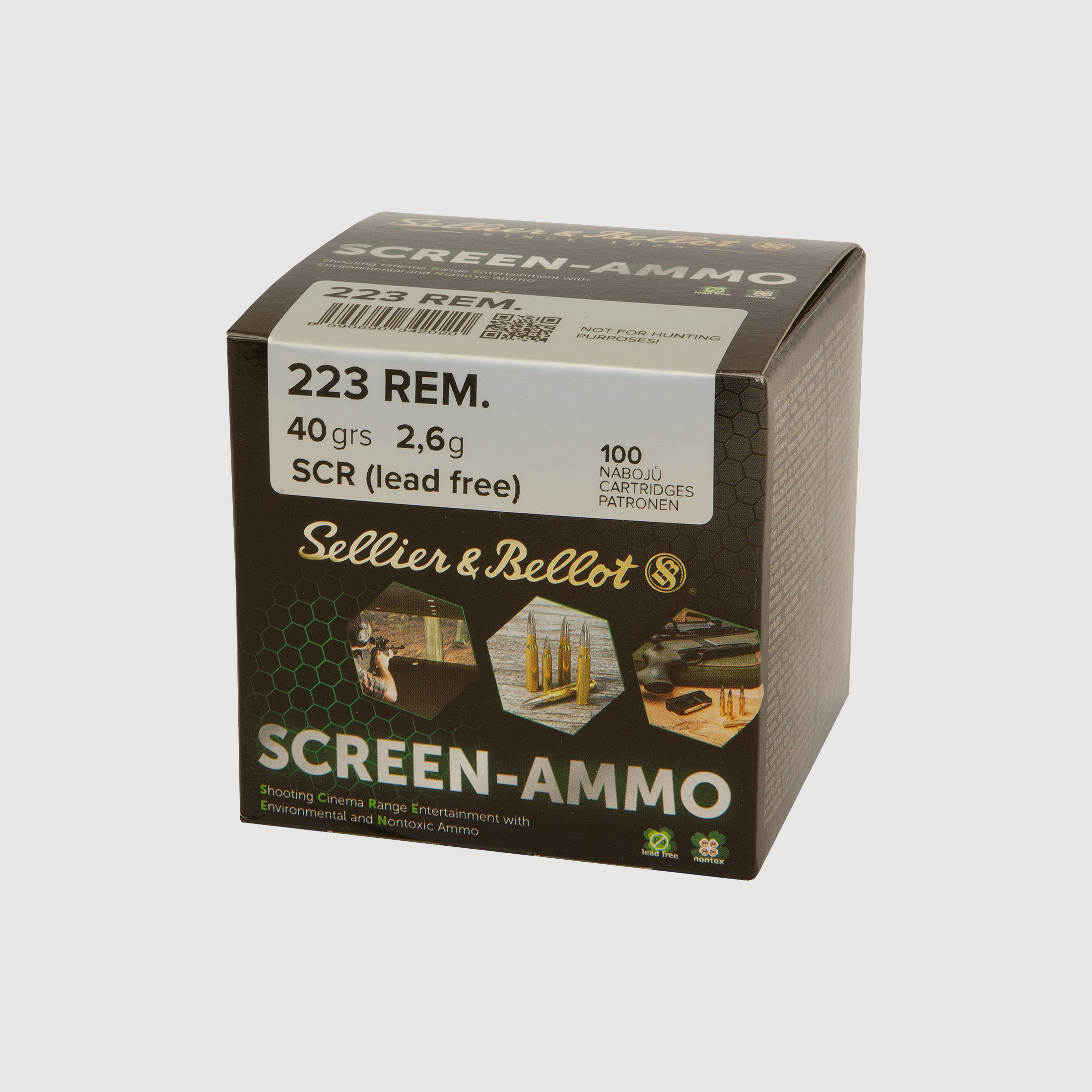 Sellier & Bellot Büchsenmunition SCREEN-Ammo .223 Rem 2,6g Screen (Lead Free) Schüttpackung mit, Bild 1 von 2