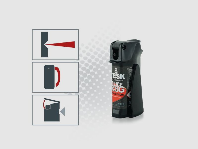 Spray al peperoncino VESK RSG Police Pocket con Clip 30 ml Getto Ampio