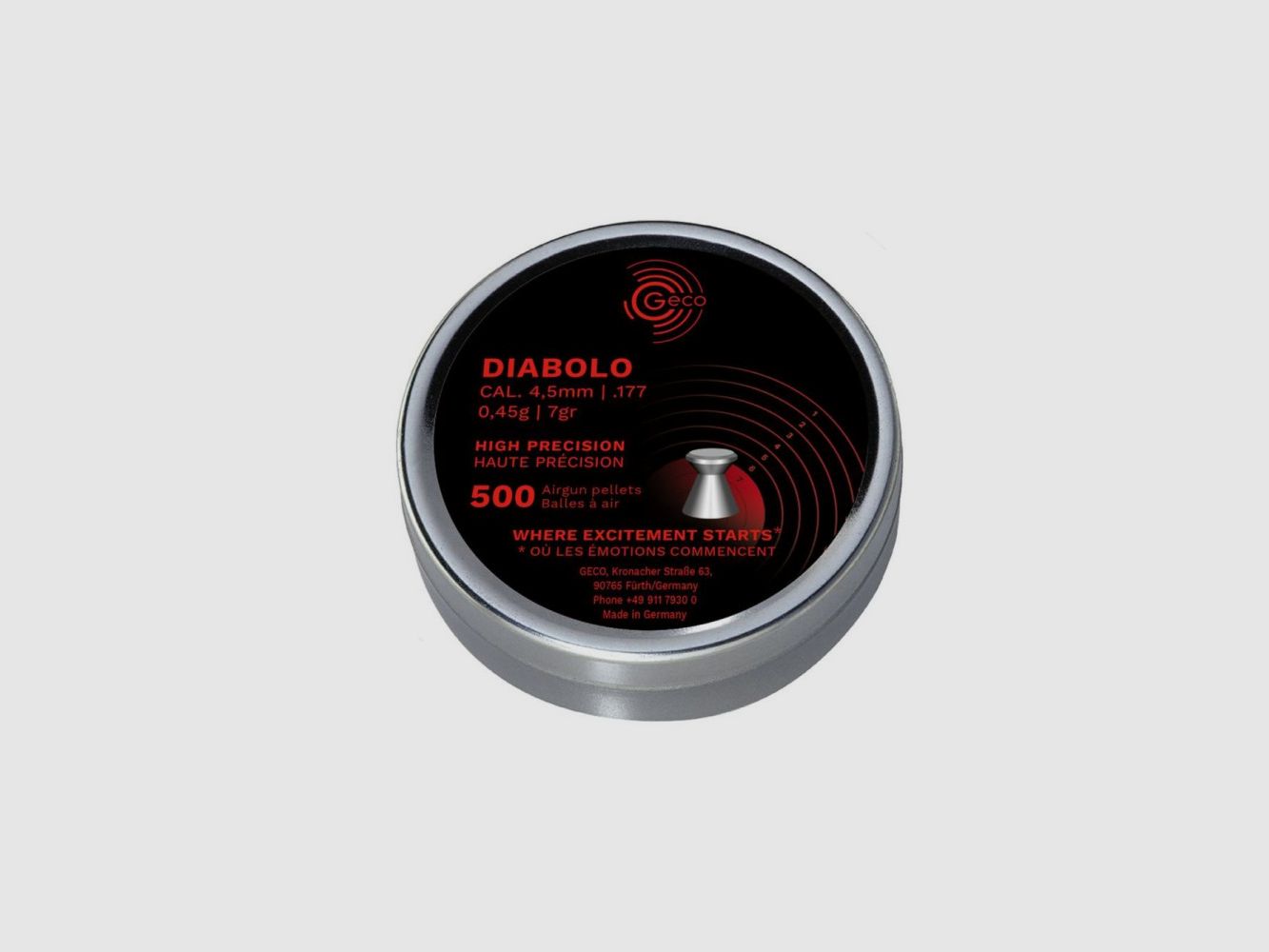 GECO Air Pellets 4.5 mm (.177) Diabolo 0.45 g / 7 gr (500/25'000)