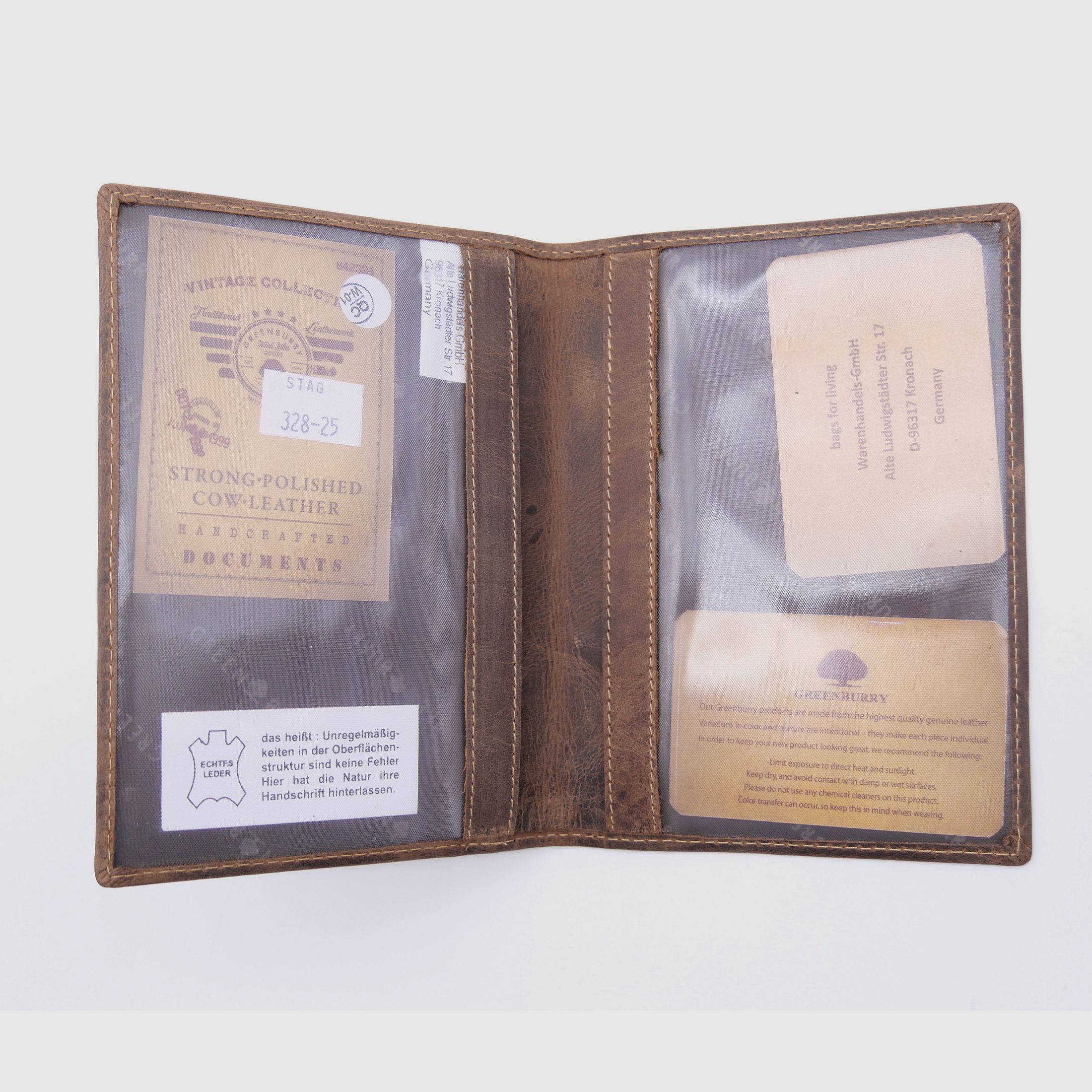 Greenburry leather hunting license folder ID folder case deer brown 328-stag-25