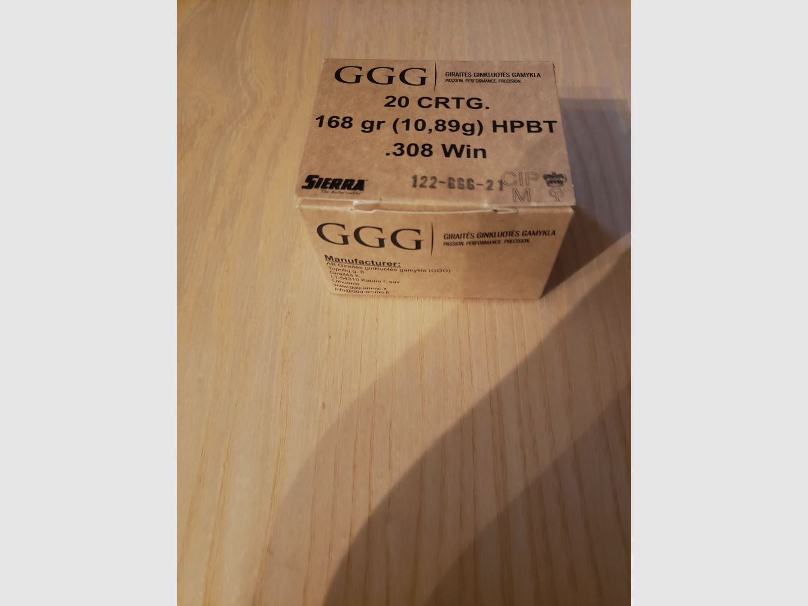 GGG .308win - HPBT 168 gr / 10.89 g training ammunition