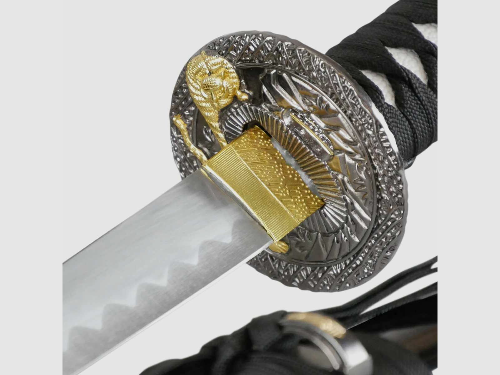 Epic Swords Katana Black Tiger z tępa ostrzem w zestawie z stojakiem na miecz i akcesoriami