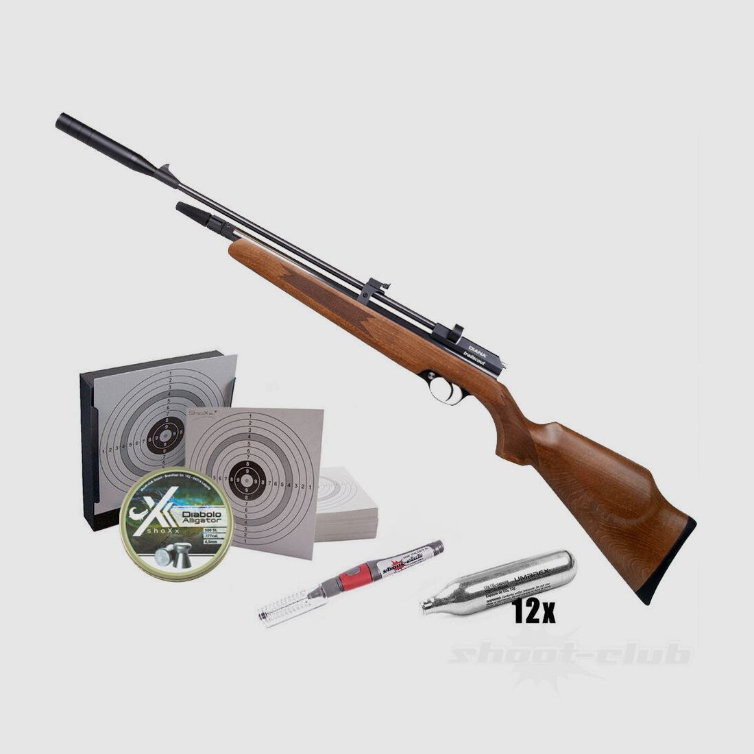 Diana Diana Trailscout Wood Co2 Rifl 4,5mm Diabolos Kugelfang Set