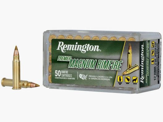 Remington Premier Magnum Rimfire .17 HMR 17GR Accutip-V 50 Patronen