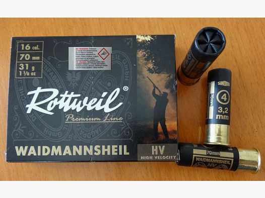 Rottweil Rottweil Shotgun Shells Waidmannsheil HV Plastic 12/70-3.2mm