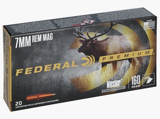 Federal Premium Nosler Partition 7mm Rem. Mag. 160GR 20 Patronen