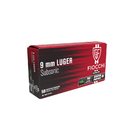 Fiocchi munición 9mm LUGER SUBSONIC FMJ 158gr, imagen 1 de 2