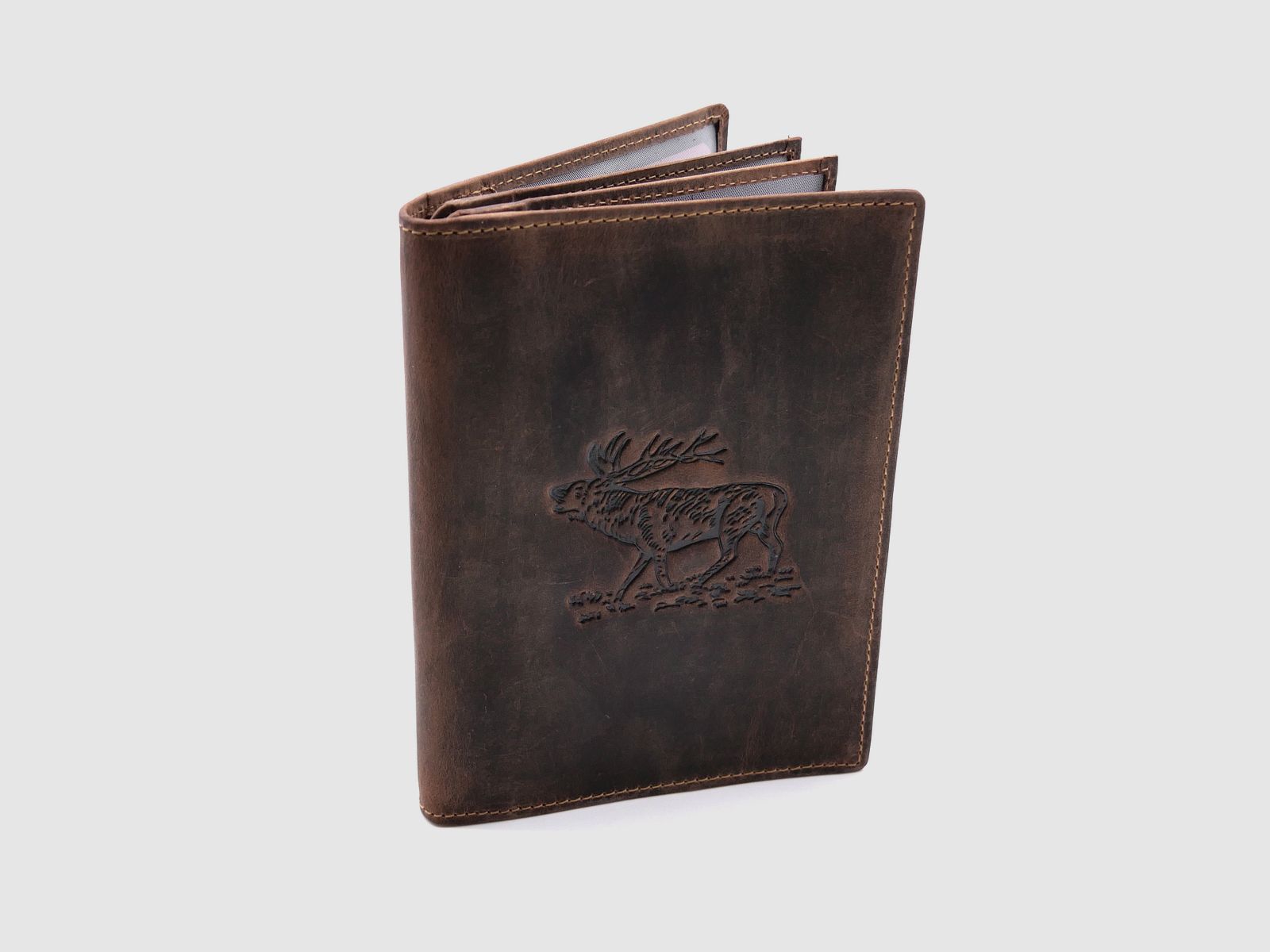 Greenburry Leder Jagdscheinmappe Ausweismappe Etui Hirsch braun 328B-stag-25