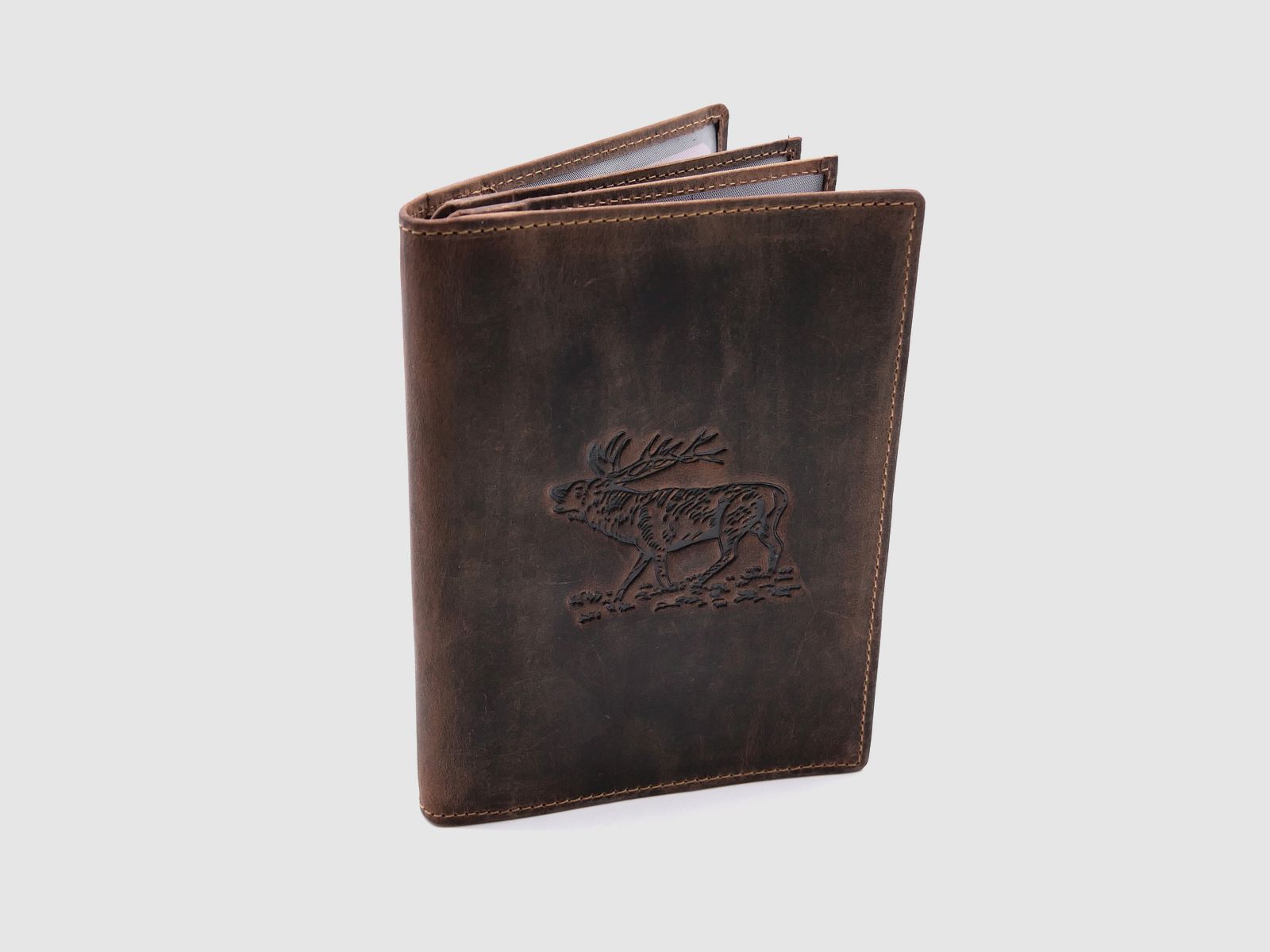 Greenburry Leder Jagdscheinmappe Ausweismappe Etui Hirsch braun 328B-stag-25